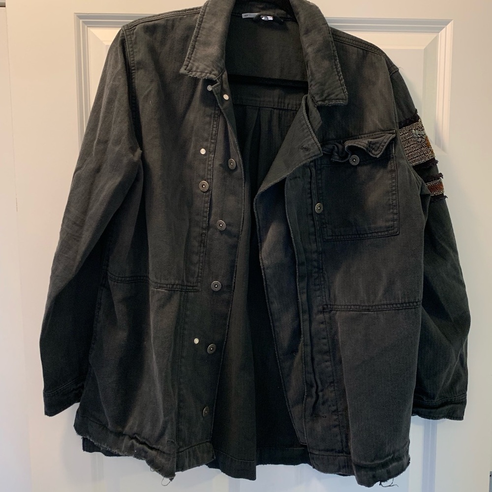 Free people dark grey pilot jacket